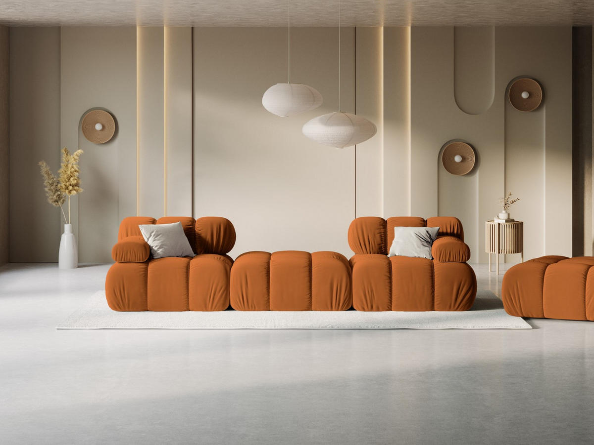 MODULARES-SOFA Bellis aus Samt terrakotta 3 Sitzplätze - Terra cotta, Textil (188/63/188cm) - Micadoni