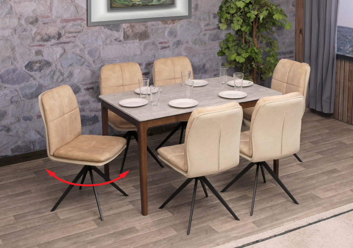 ESSZIMMERSTUHL Beige 6er-Set - Beige, Textil (47/90/56cm) - MCW