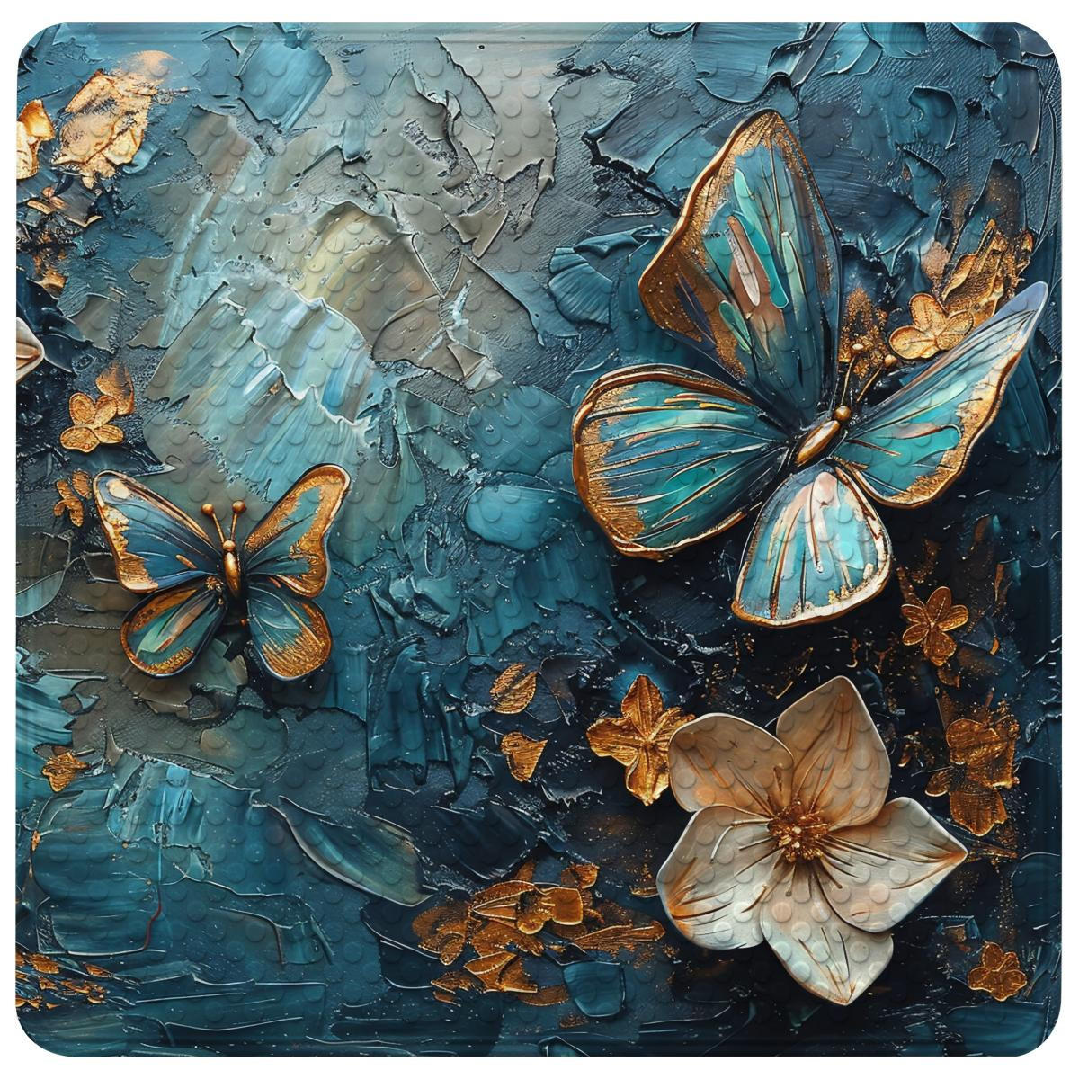 BADEMATTE Mariposa - Blau, Kunststoff (53/53cm) - Sanilo