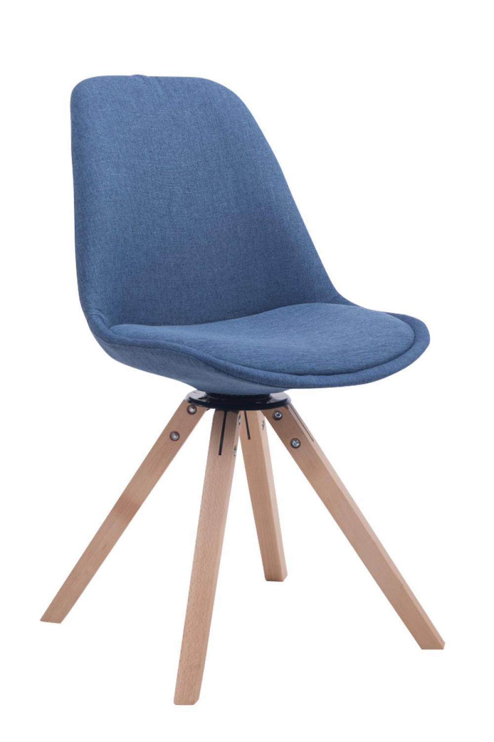 DREHSTUHL Stoff blau - Blau/Eukalyptusholzfarben, Holz/Textil (48/84/56cm) - CLP