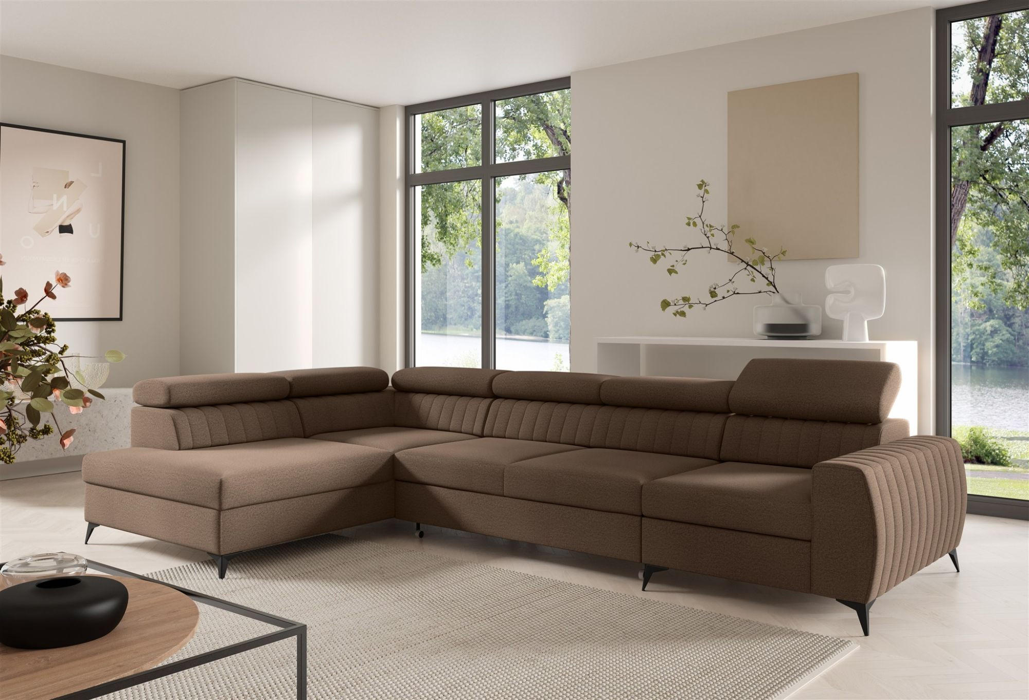ECKSOFA Toronto Xl - Braun, Holzwerkstoff/Textil (340/200cm) - Fun Möbel