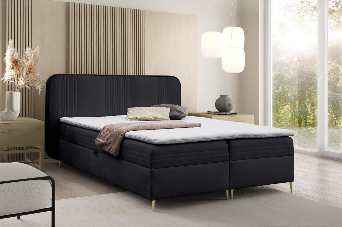 BOXBETT Alize - Schwarz, Holzwerkstoff/Textil (160/200cm) - Fun Möbel