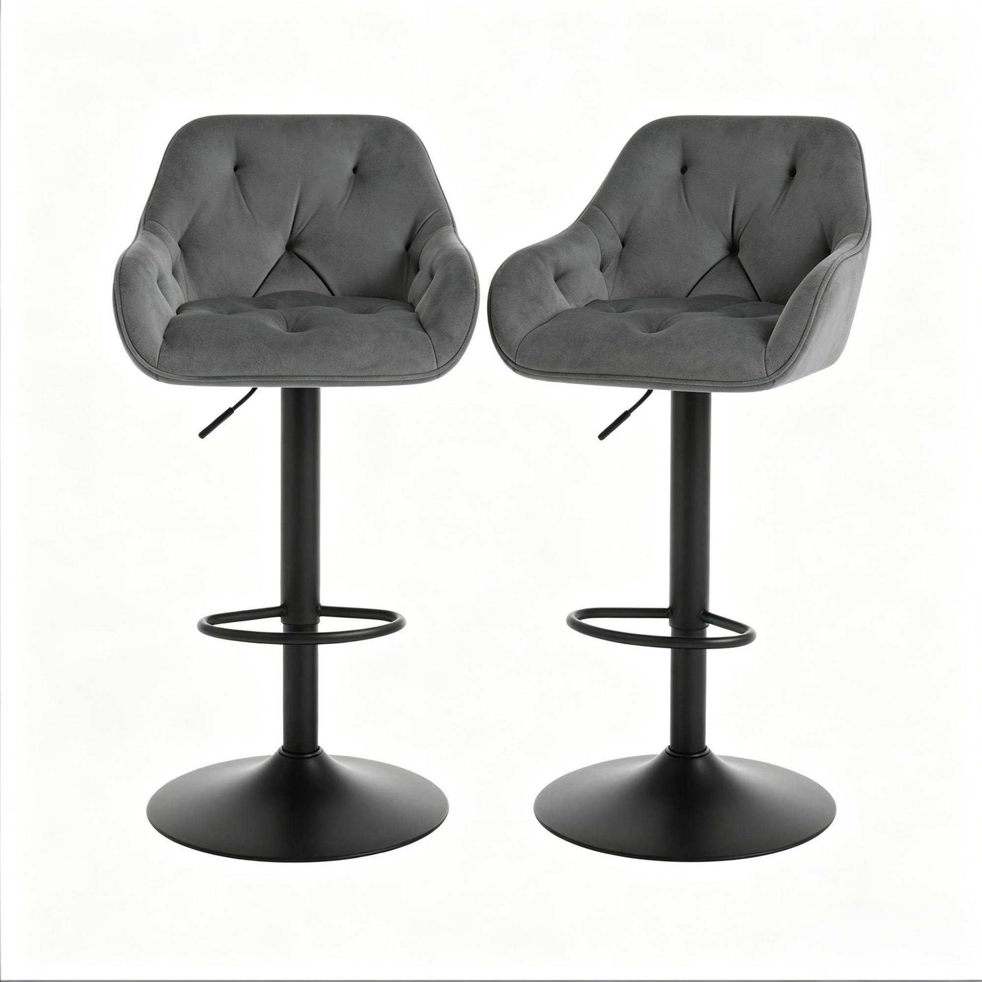BARHOCKER 2er-Set höhenverstellbar und drehbar in Dunkelgrau - Dunkelgrau, Metall (37/108.5/37.5cm) - MIVRAY