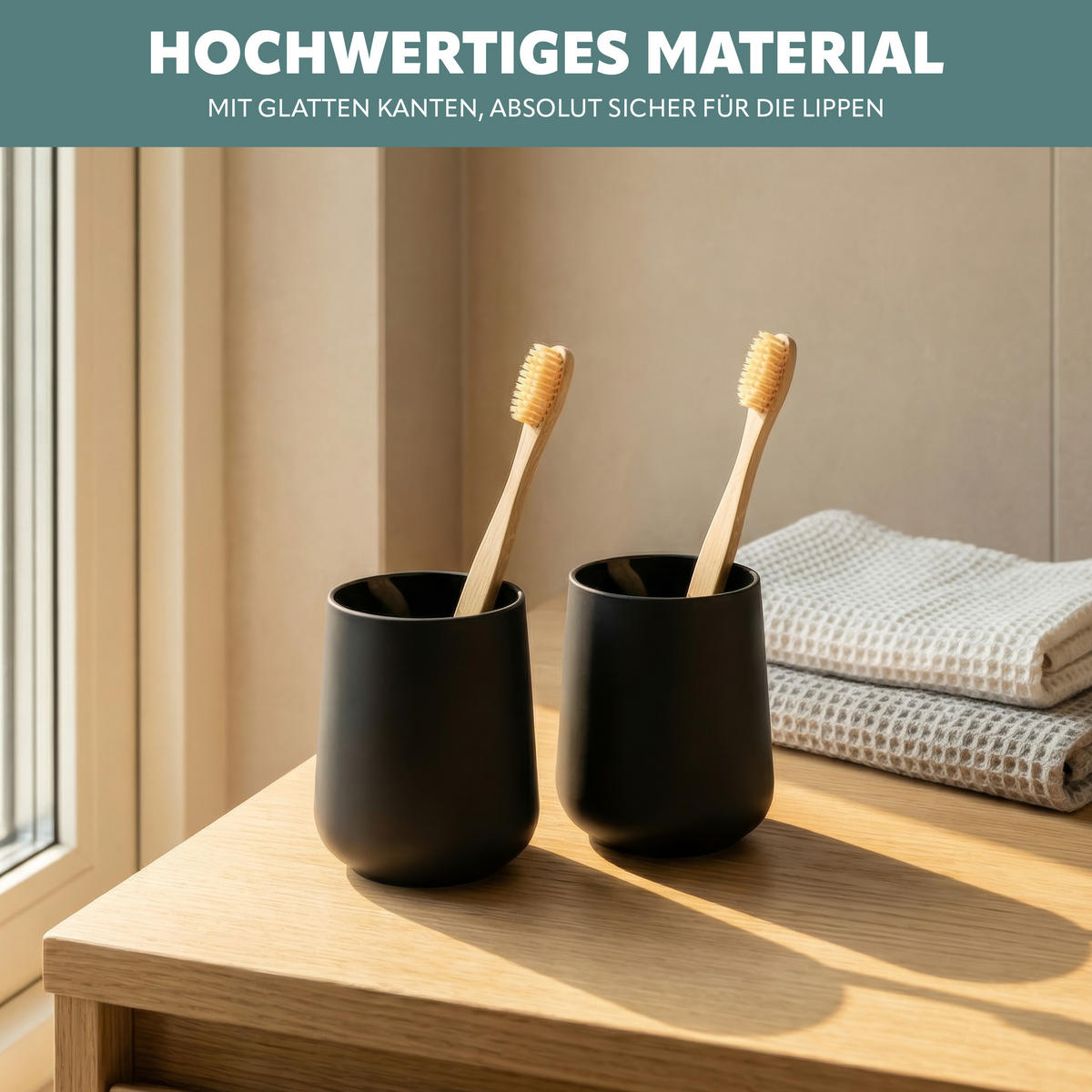 BECHER-SET TESERO 2tlg., Soft-Touch, schwarz - Schwarz, Kunststoff (8.5/10.5/8.5cm) - eluno