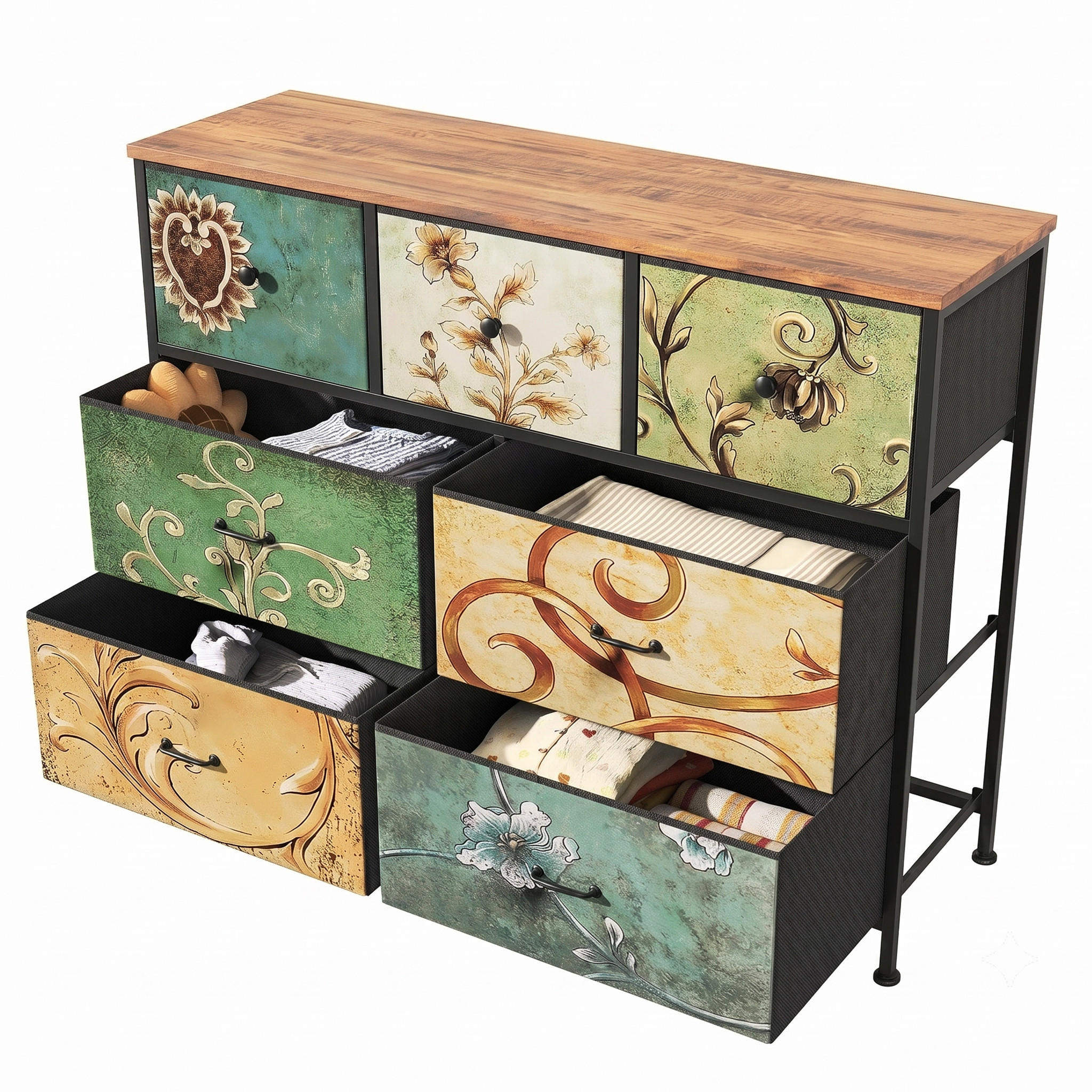 Creahappy Stoffkommode Braun 100x78x30 cm