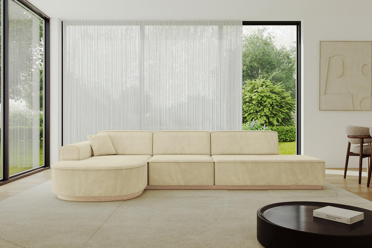 ECKSOFA Ottomane Links ARRIO-L2 - 328x171x83 cm Beige - Beige, Holzwerkstoff/Textil (328/171cm) - ALTDECOR
