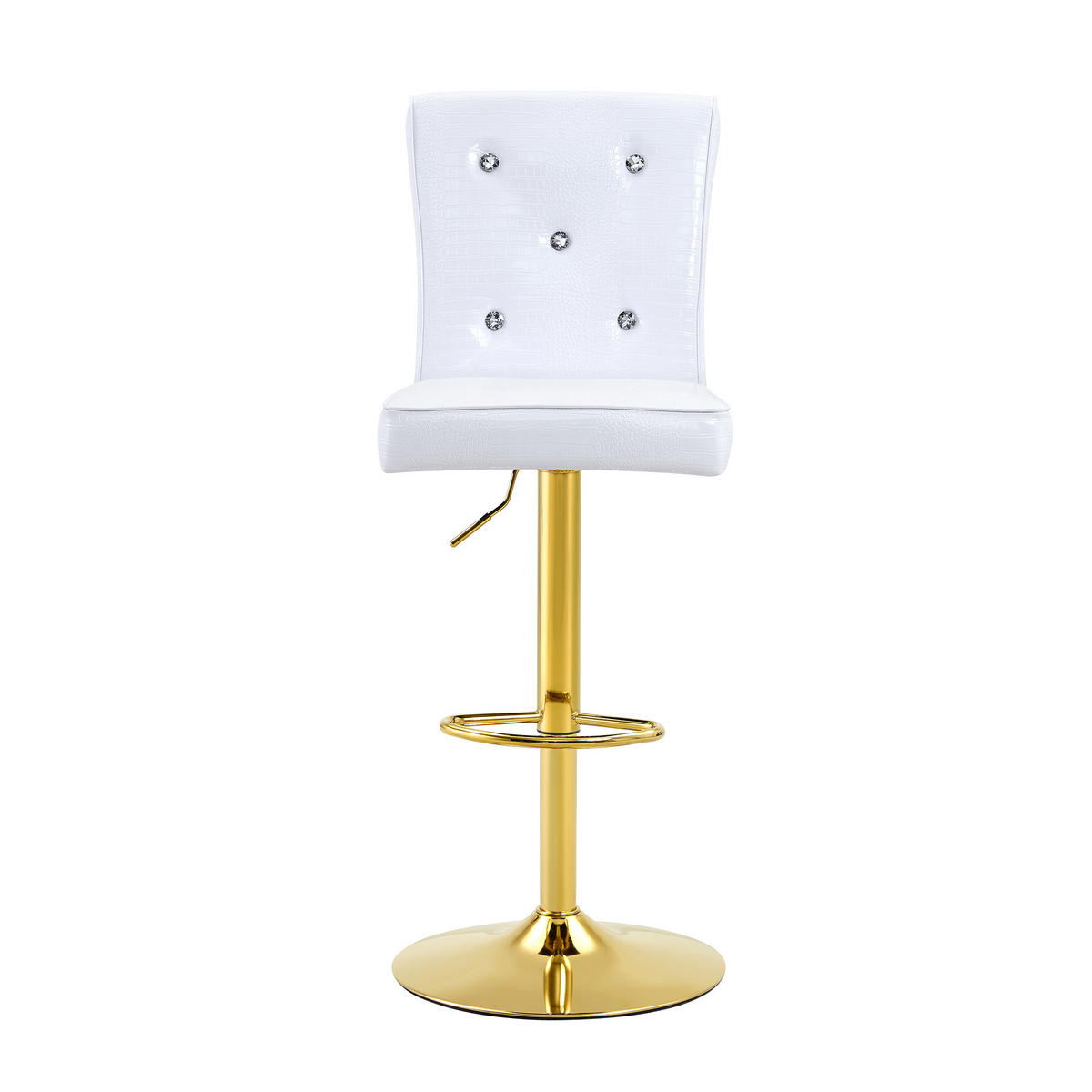 BARHOCKER DE-36795 2er-Set mit Kristallknopf-Details Weiß - Goldfarben/Weiß, Metall (42/125/55cm) - ComfortXL
