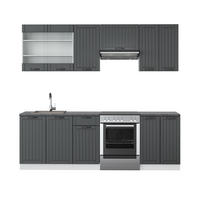 KÜCHENZEILE Fame-Line Anthrazit Landhaus/Weiß 240 cm ohne AP - Dunkelgrau/Weiß, Holzwerkstoff (240/81.6/46cm) - Vicco