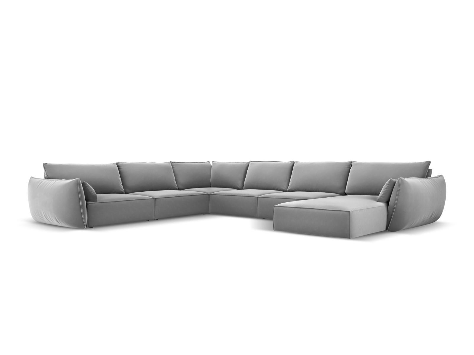 PANORAMASOFA links Kaelle aus Samt grau 8 Sitzplätze - Grau, Textil (284/85/384cm) - Micadoni