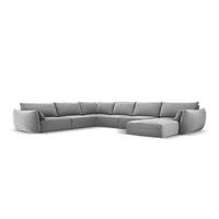PANORAMASOFA links Kaelle aus Samt grau 8 Sitzplätze - Grau, Textil (284/85/384cm) - Micadoni