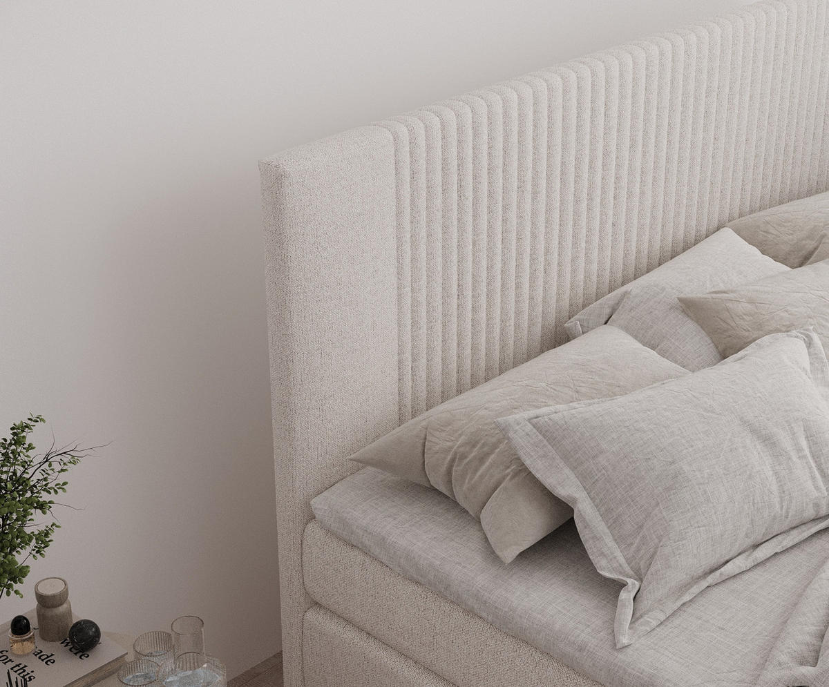 BOXSPRINGBETT Bergamo Beige 160/200 cm - Beige/Schwarz, Holz/Holzwerkstoff (160/200cm) - Maison de Reve