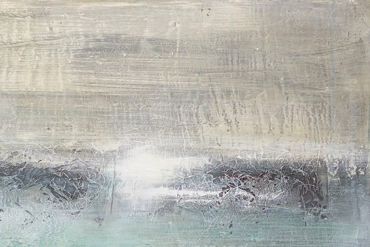 ACRYLBILD HANDGEMALT 80/80 cm - Beige/Petrol, Holz/Textil (80/80cm) - KUNSTLOFT