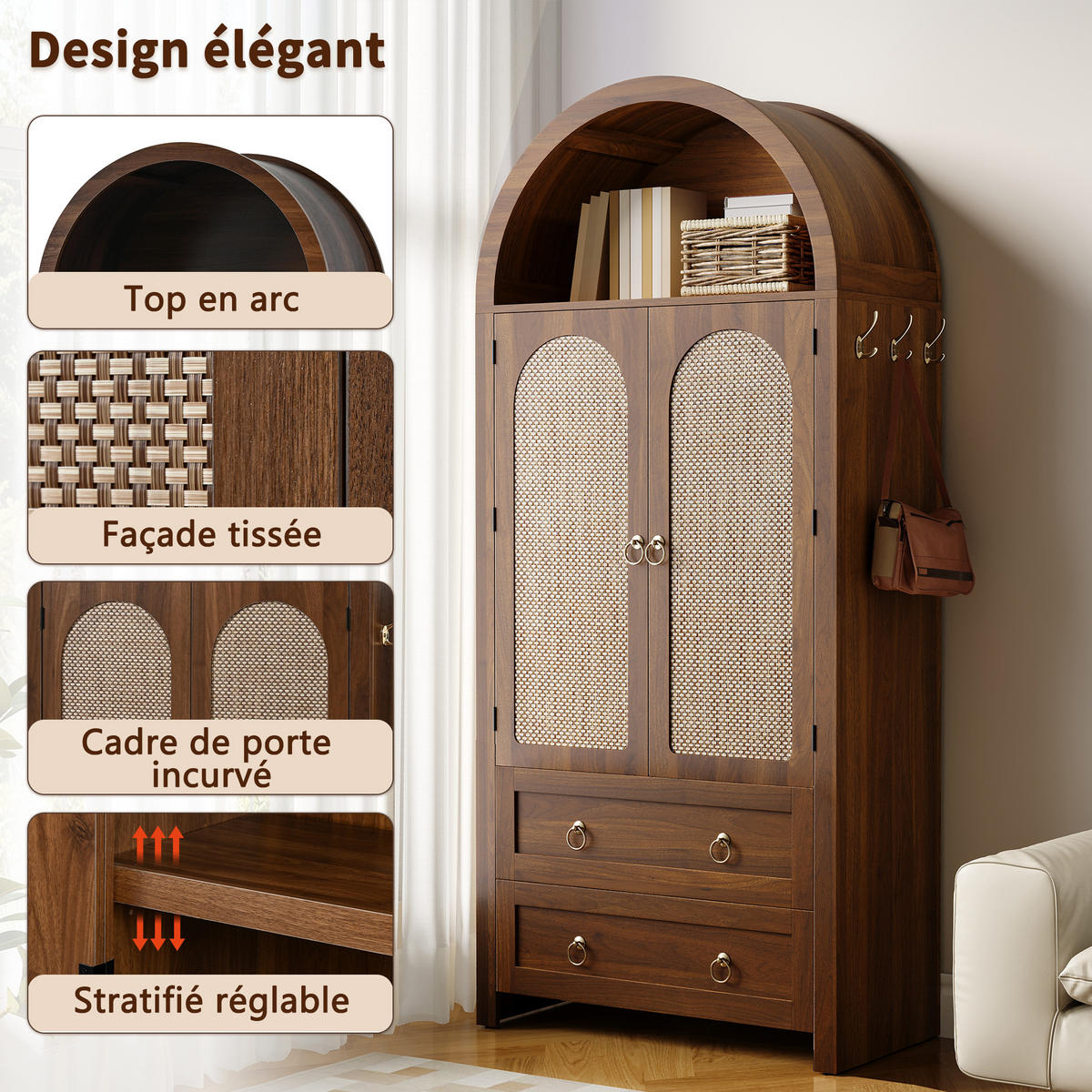 SIDEBOARD Nussbaum 80/40/180 cm - Walnussfarben, Holzwerkstoff (80/180/40cm) - PANGIVO