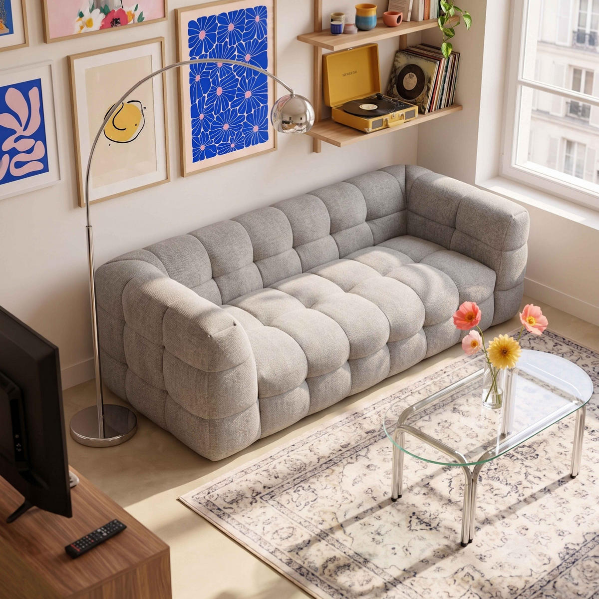 SOFA 3-Sitzer, Grau - Grau, Holz/Textil (228/69/102cm) - Oviala