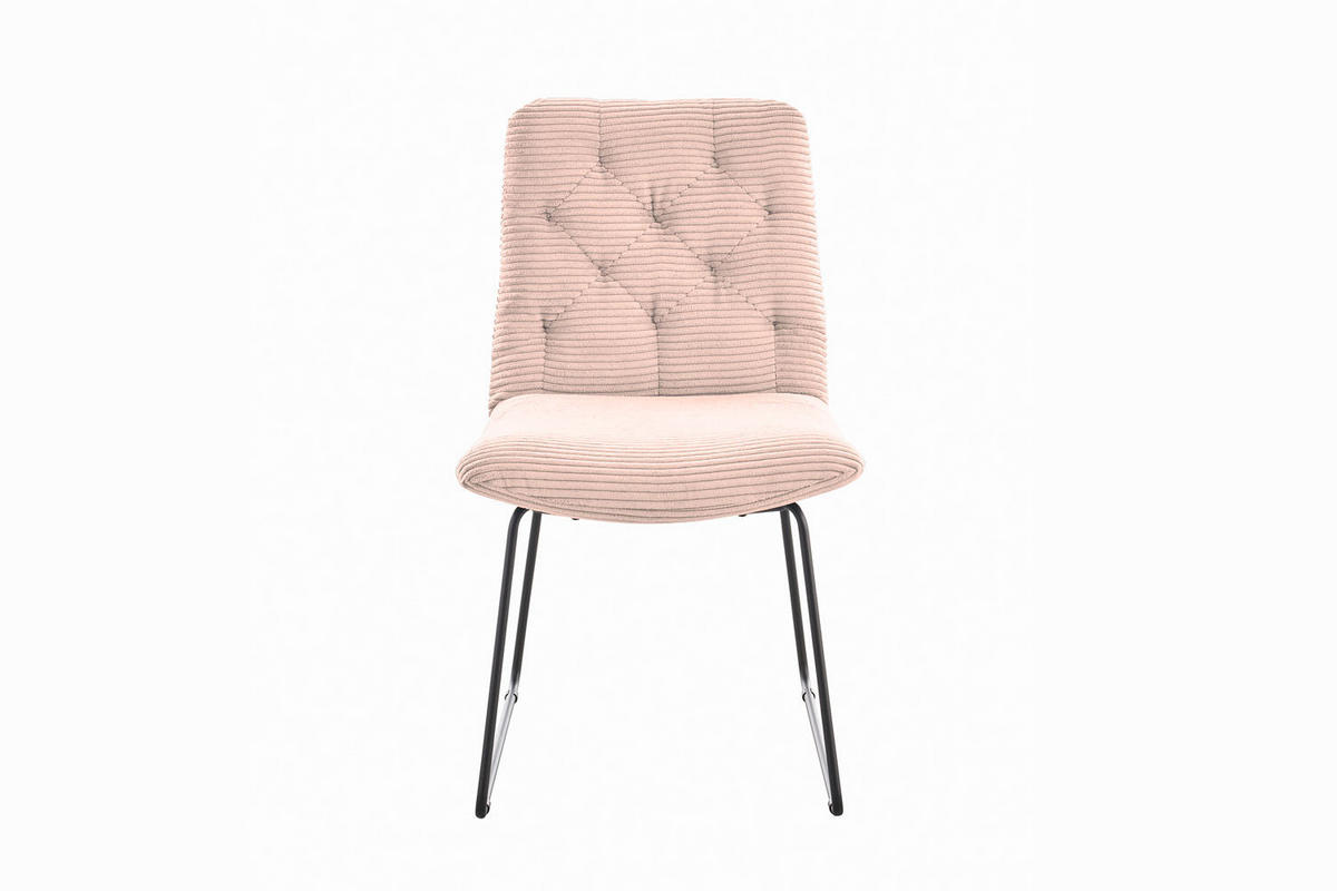 ESSZIMMERSTUHL NEW CHARME Pink Cord - Pink, Textil (52/87/66cm) - KAWOLA
