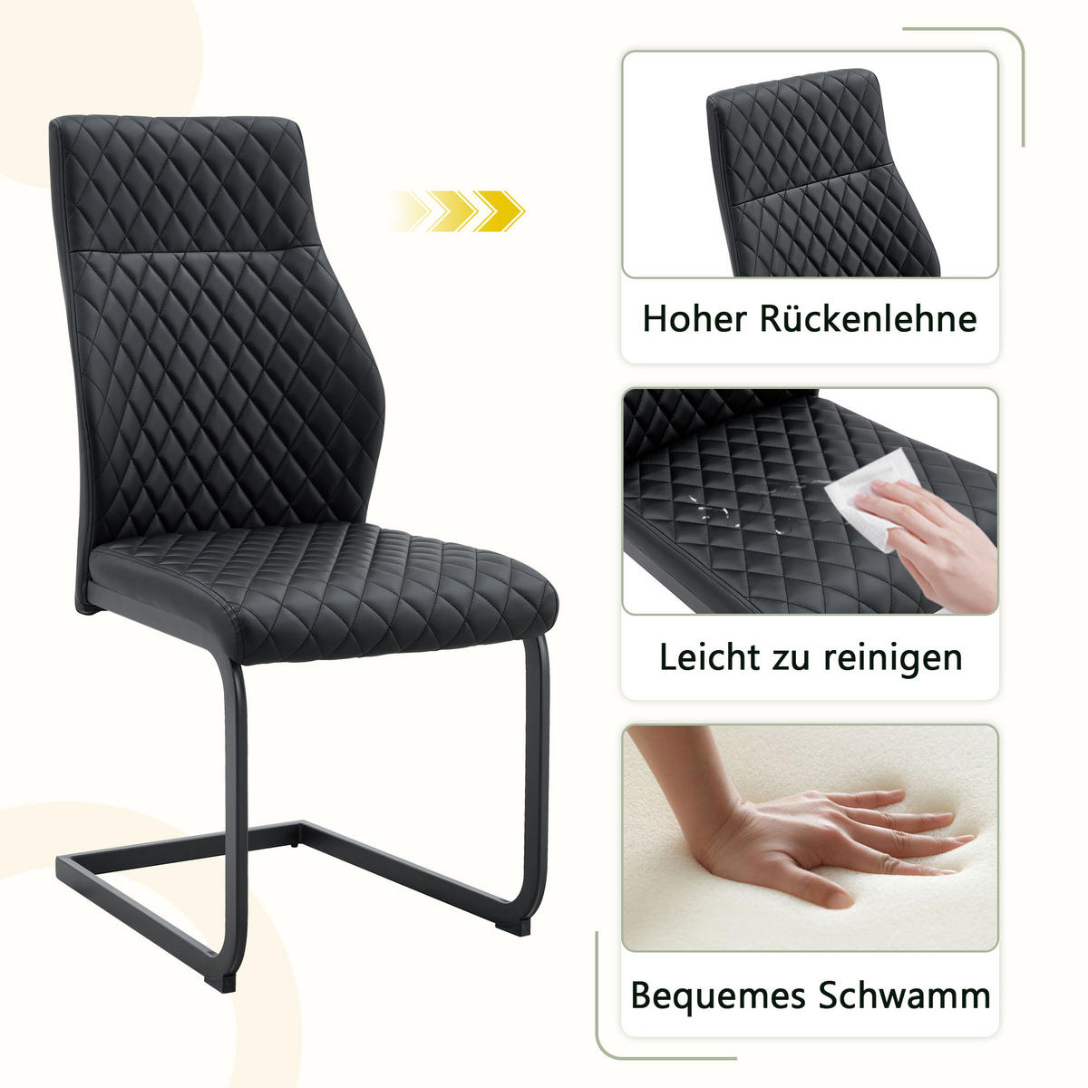 SCHWINGSTUHL DE-36569 2er-Set mit PU-Bezug und Metallrahmen Schwarz - Schwarz, Metall (63/100/43cm) - ComfortXL