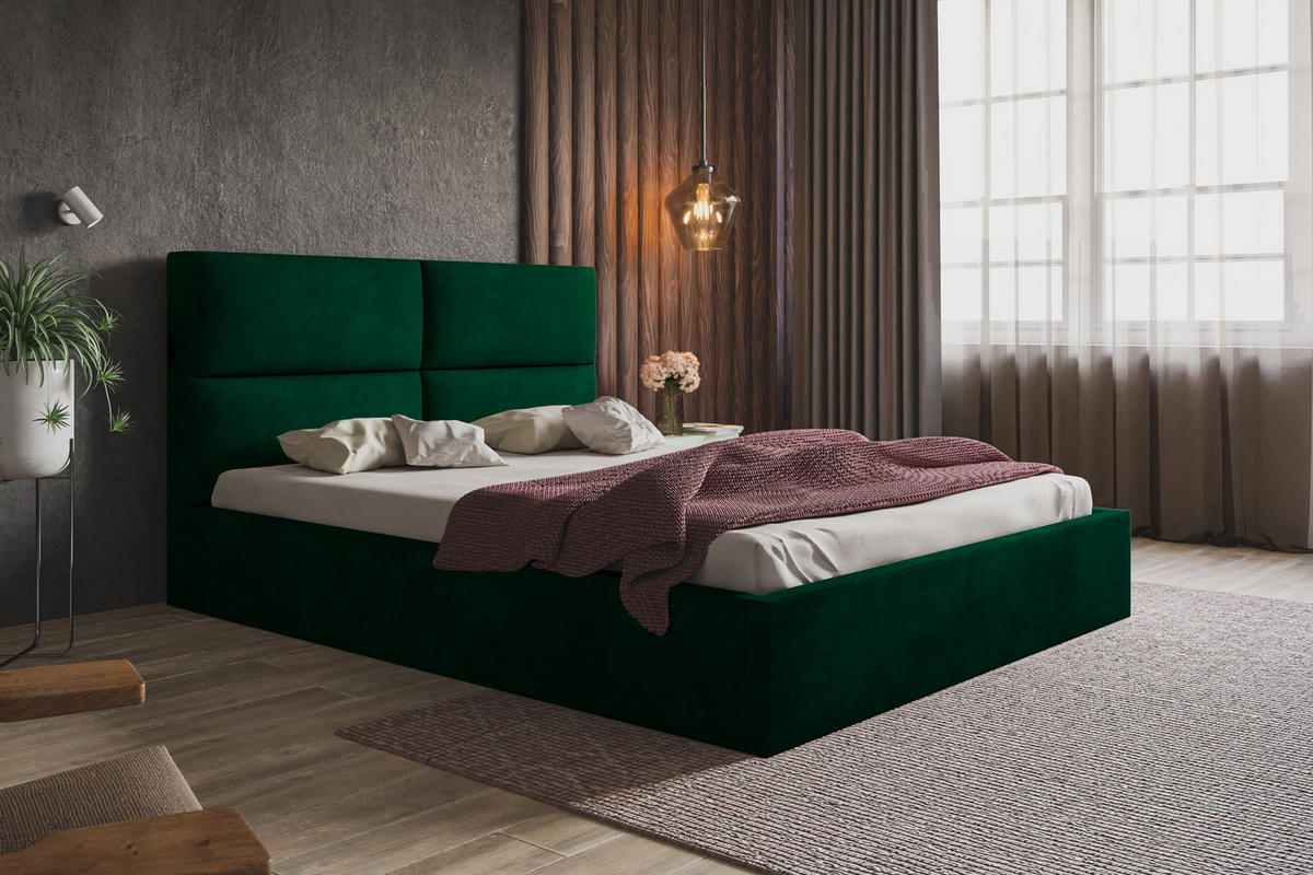 POLSTERBETT 180x200 Terra mit Bettkasten, Grün - Grün, Holz/Textil (180/200cm) - Emporius