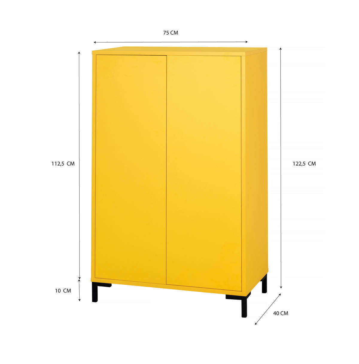 AUFBEWAHRUNGSMÖBEL Multifunktionales in Gelb VERNER - Gelb, Holzwerkstoff (40/123/75cm) - RNT By Really Nice Things