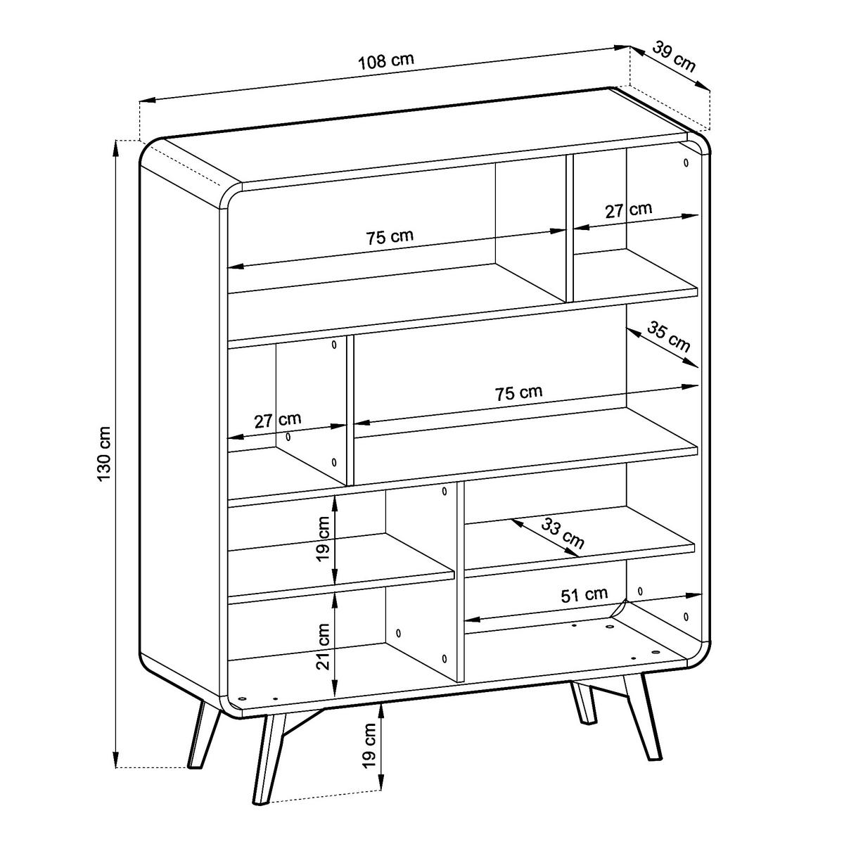 HIGHBOARD CORNWALL REG1 Abgerundeter Korpus Eiche Eiche - Eichefarben, Holz/Holzwerkstoff (108/130/39cm) - Komodee