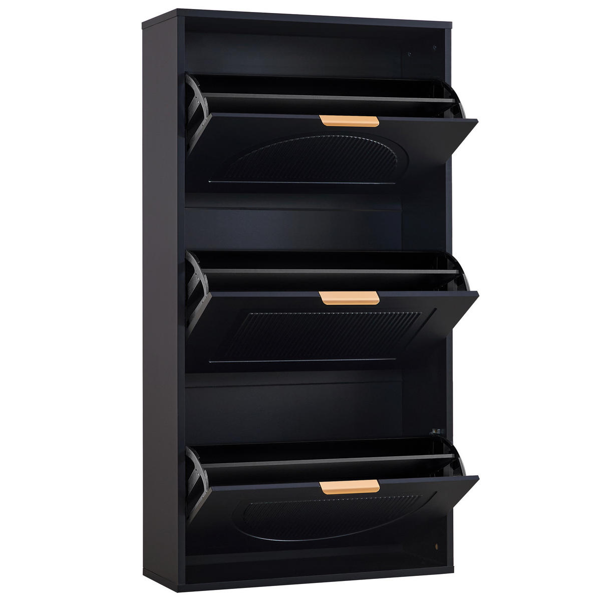 SCHUHSCHRANK aus MDF & Spanplatte 60x24x114cm in Schwarz mit Kippsicherung - Schwarz, Holzwerkstoff (60/114/24cm) - Modfu