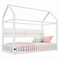 KINDERBETT 90/200 mit Hausdesign und Sicherheitszaun in Weiß - Weiß, Metall (90/200cm) - EVRYAE