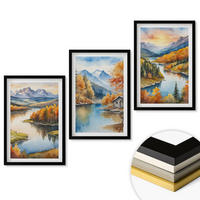 WANDBILDER 3er-Set - 40x60 cm Schwarzer Rahmen - Herbstliche Berglandschaften - Schwarz, Kunststoff (40/60cm) - ArtPrintCave