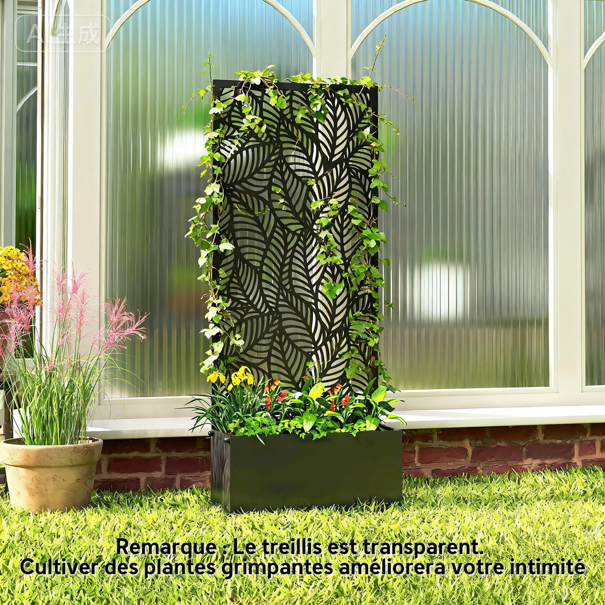 HOCHBEET DE-12320 mit Rankgitter 2-in-1, 45/21,5/110 cm Schwarz - Schwarz, Metall (45/110/21.5cm) - ComfortXL