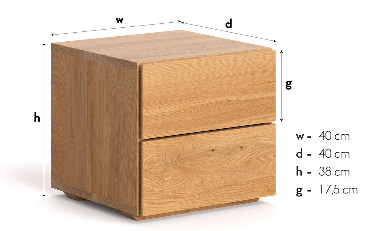 NACHTTISCH Cube aus massivem Eichenholz - Eichefarben/Naturfarben, Holz (40/38/40cm) - Danzz