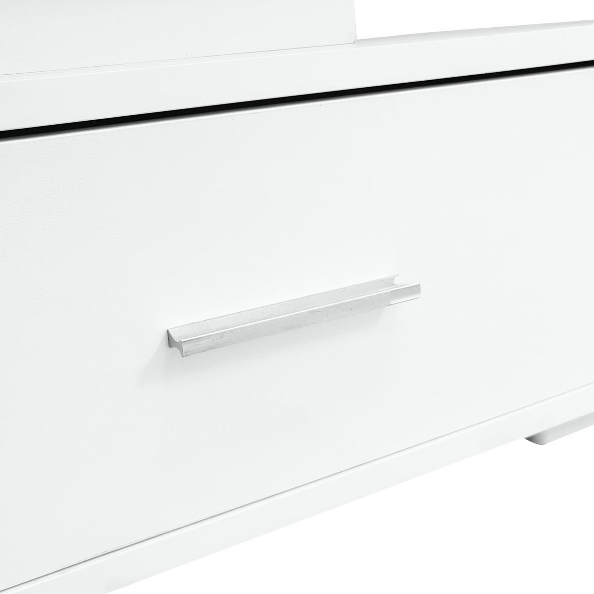 COUCHTISCH 100/50/44 cm weiß aus Spanplatte mit Höhenverstellung, LED-Beleuchtung und Stauraum - Weiß, Holzwerkstoff (100/50/44cm) - OKMYHOME