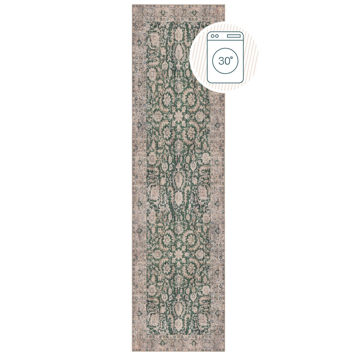 TEPPICH Waschbar HURST, orientalisch, Grün, 60 x 230 cm - Grün, Textil (60/230cm) - KADIMA DESIGN