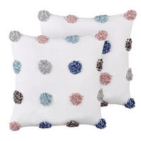 DEKOKISSEN 2er-Set Weiß 45/45 cm Bracken - Multicolor/Weiß, Textil (45/45cm) - Beliani