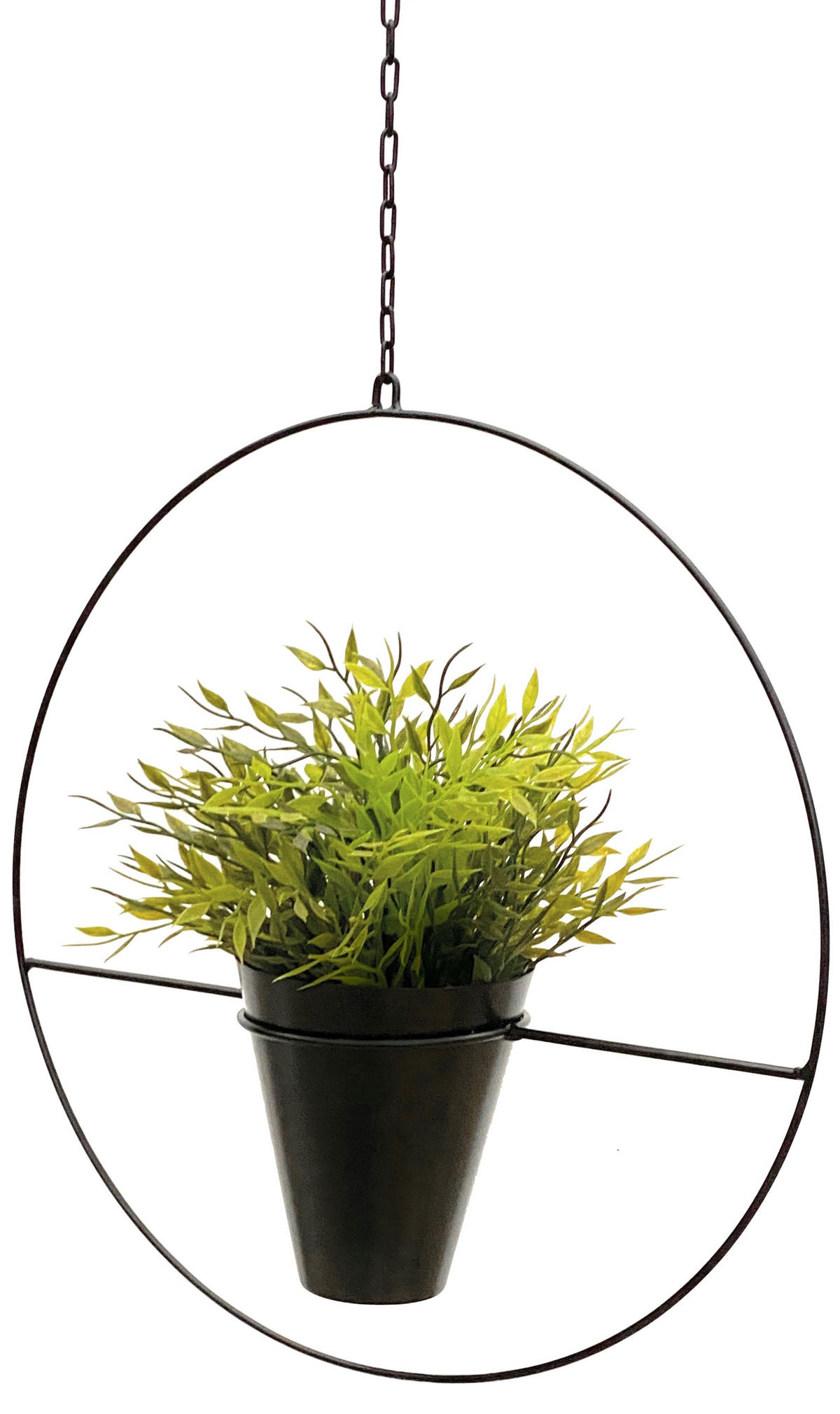 BLUMENAMPEL mit Topf Metall Schwarz Ø 40 cm KW446 - Schwarz, Metall (12/14/12cm) - DanDiBo