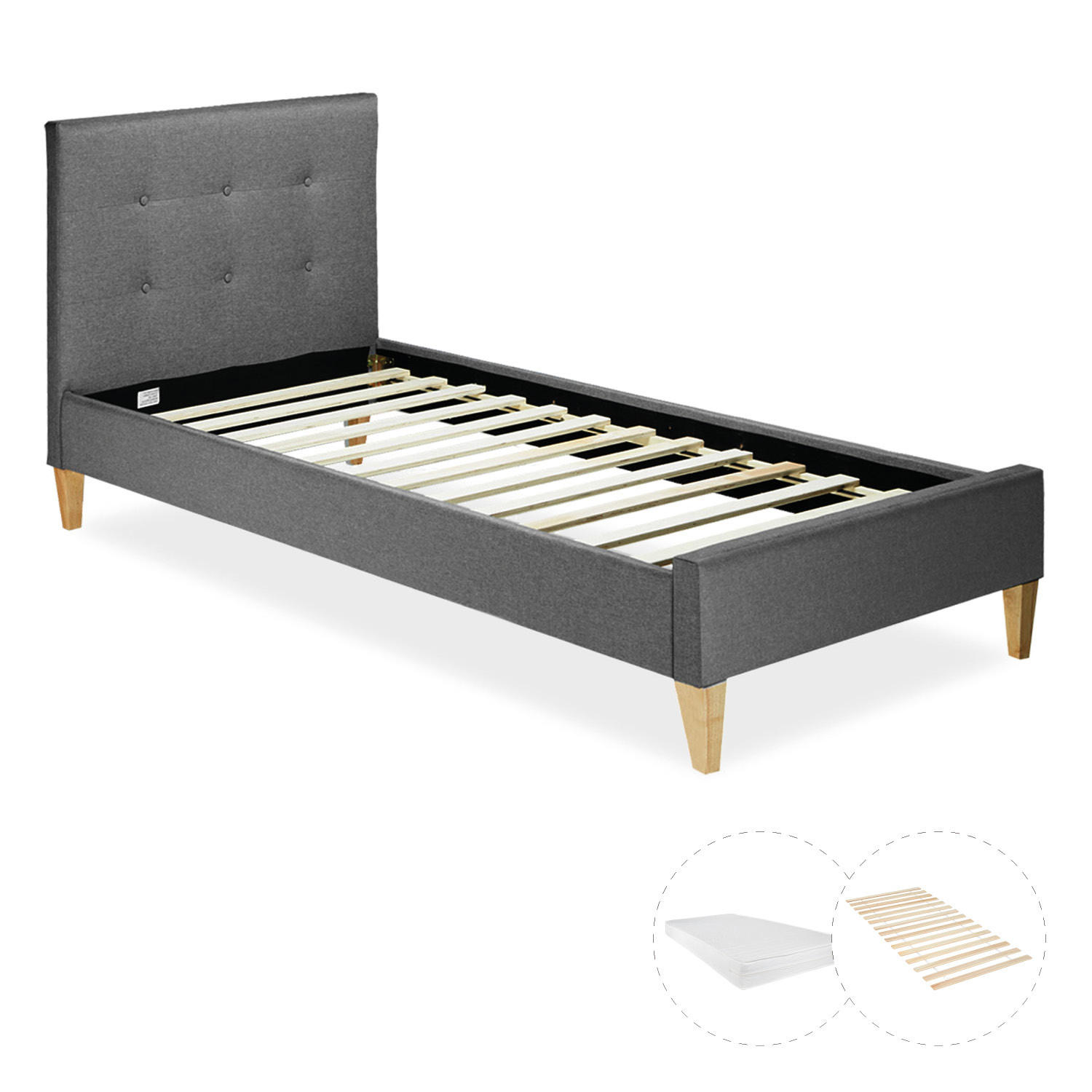 Homestyle4u Polsterbett Grau 90x200 cm