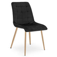 STUHL Schwarz 49x60 cm SPLIT Samtbezug Metallbeine - Schwarz, Metall (49/56/60cm)