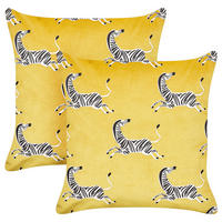 DEKORATIVNÍ POLŠTÁŘ sada 2 ks Žlutý 45/45 cm Aconitum - žlutá, textil (45/45cm) - Beliani