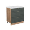 KÜCHENUNTERSCHRANK Fame-Line Grün-Gold Landhaus 80 cm mit 3 Schubladen AP Marmor - Eiche Wotan/Grün, Holzwerkstoff (80/82/60cm) - Vicco