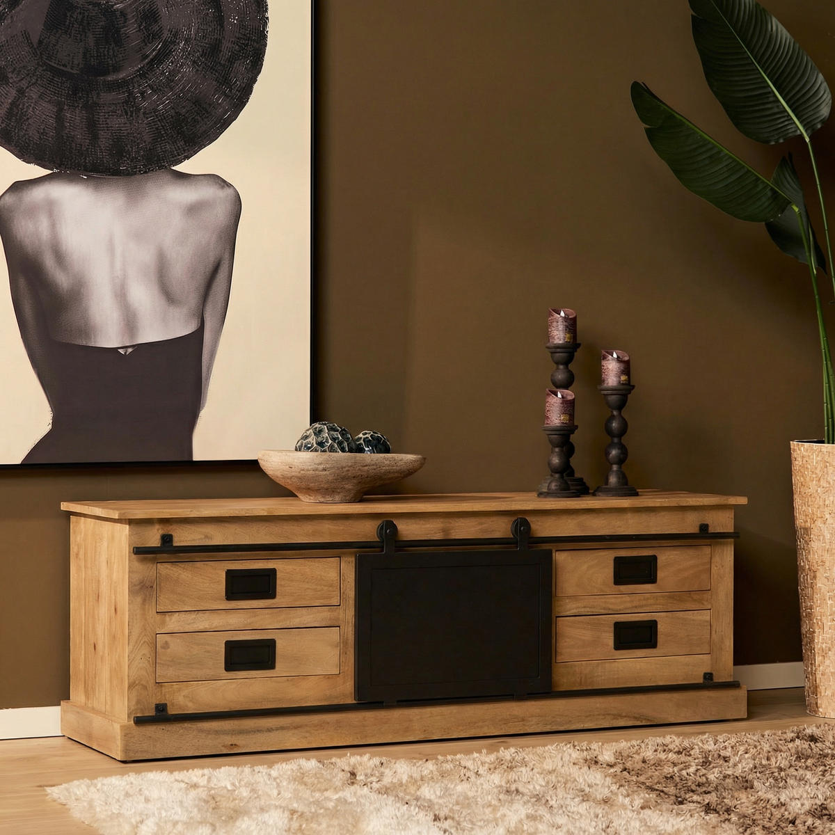 TV-MÖBEL Fresno Braun 45/155/50 cm - Braun, Holz (155/50/45cm) - Starfurn
