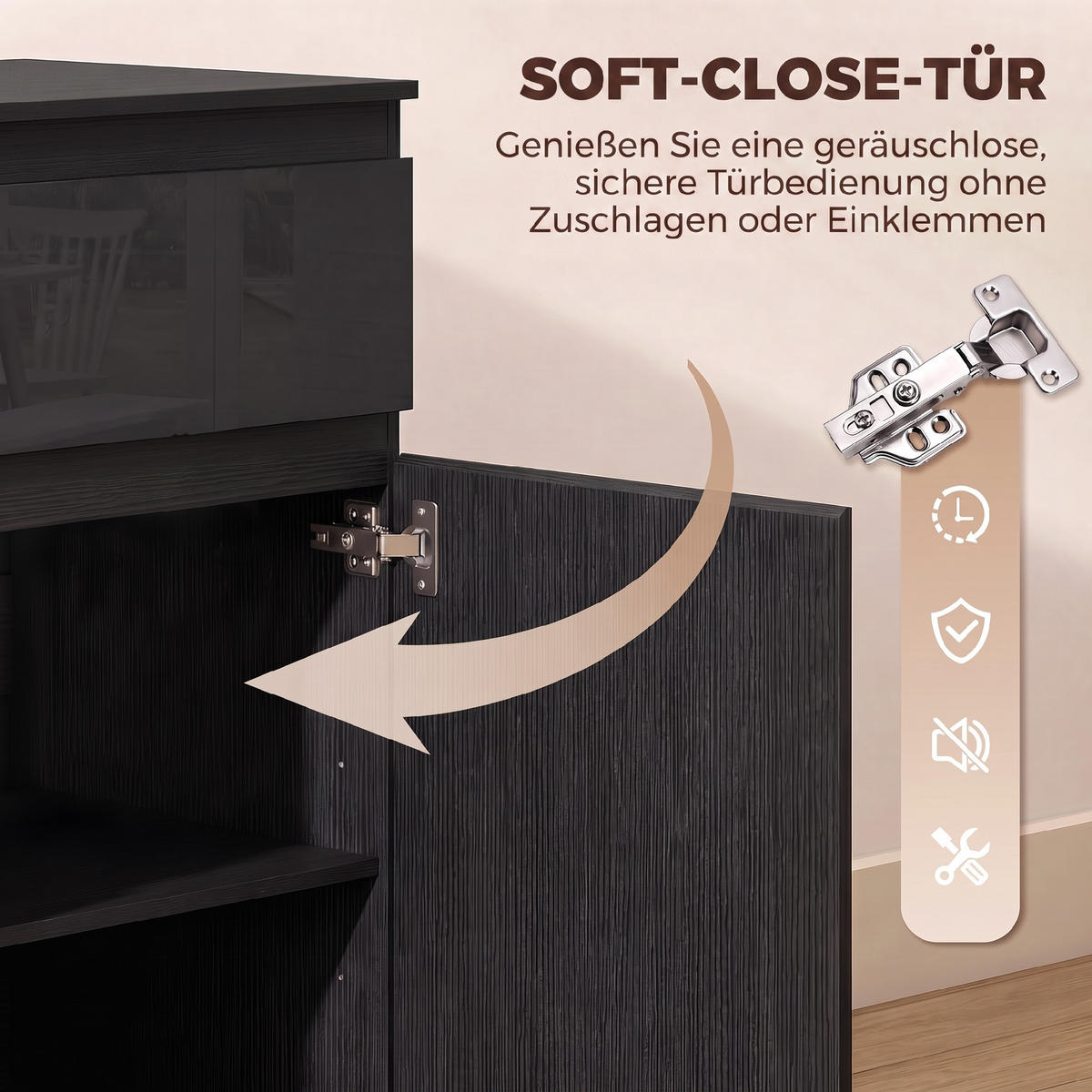 NACHTTISCH Schwarz 40.0/100.0/80.0cm - Schwarz, Holzwerkstoff (100/80/40cm)
