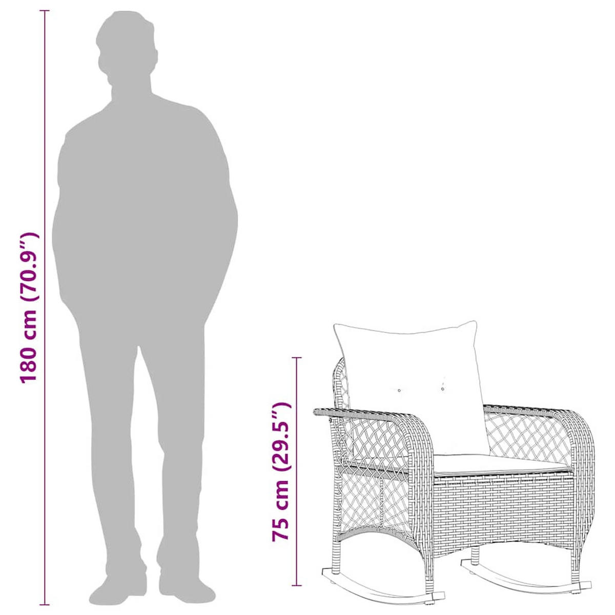 GARTEN-SCHAUKELSTUHL Mit Kissen Grau Poly Rattan - Grau, Kunststoff (75/75/67cm) - vidaXL