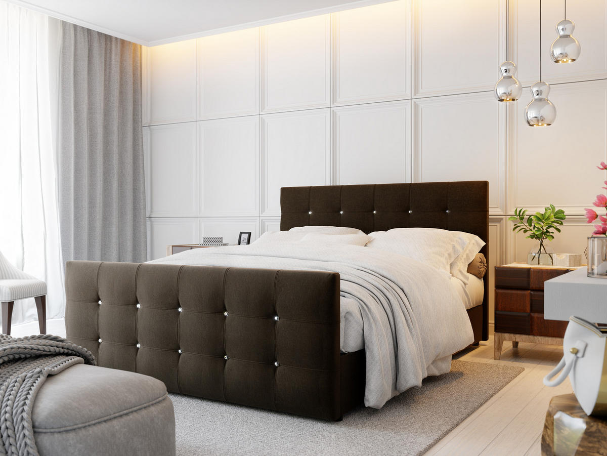 BOXBETT KLEO 180x200, mit Matratze H3 und Topper, Cosmic 800 - Dunkelbraun, Holz/Kunststoff (180/200cm) - Bedante