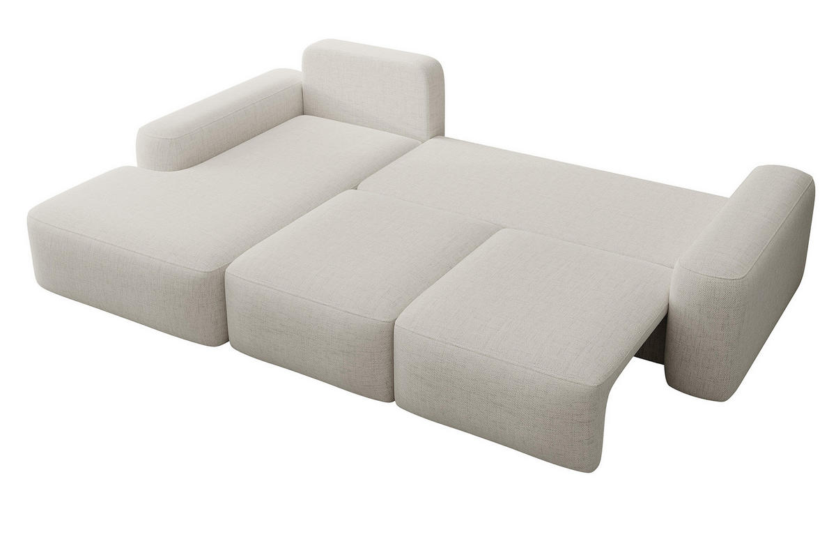ECKSOFA Carnos mit wasserabweisendem Chenille-Bezug in Cremeweiß - Ecru, Textil (264/162cm) - Selsey