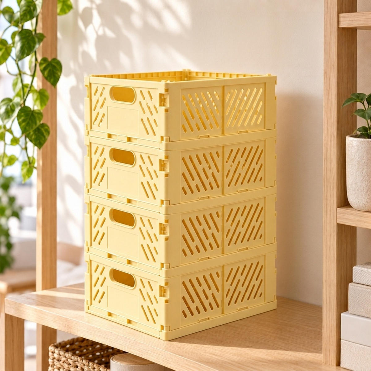 SKLÁDACÍBOX Žlutá sada-4 plast - žlutá, plast (29/12/21cm) - Relaxdays