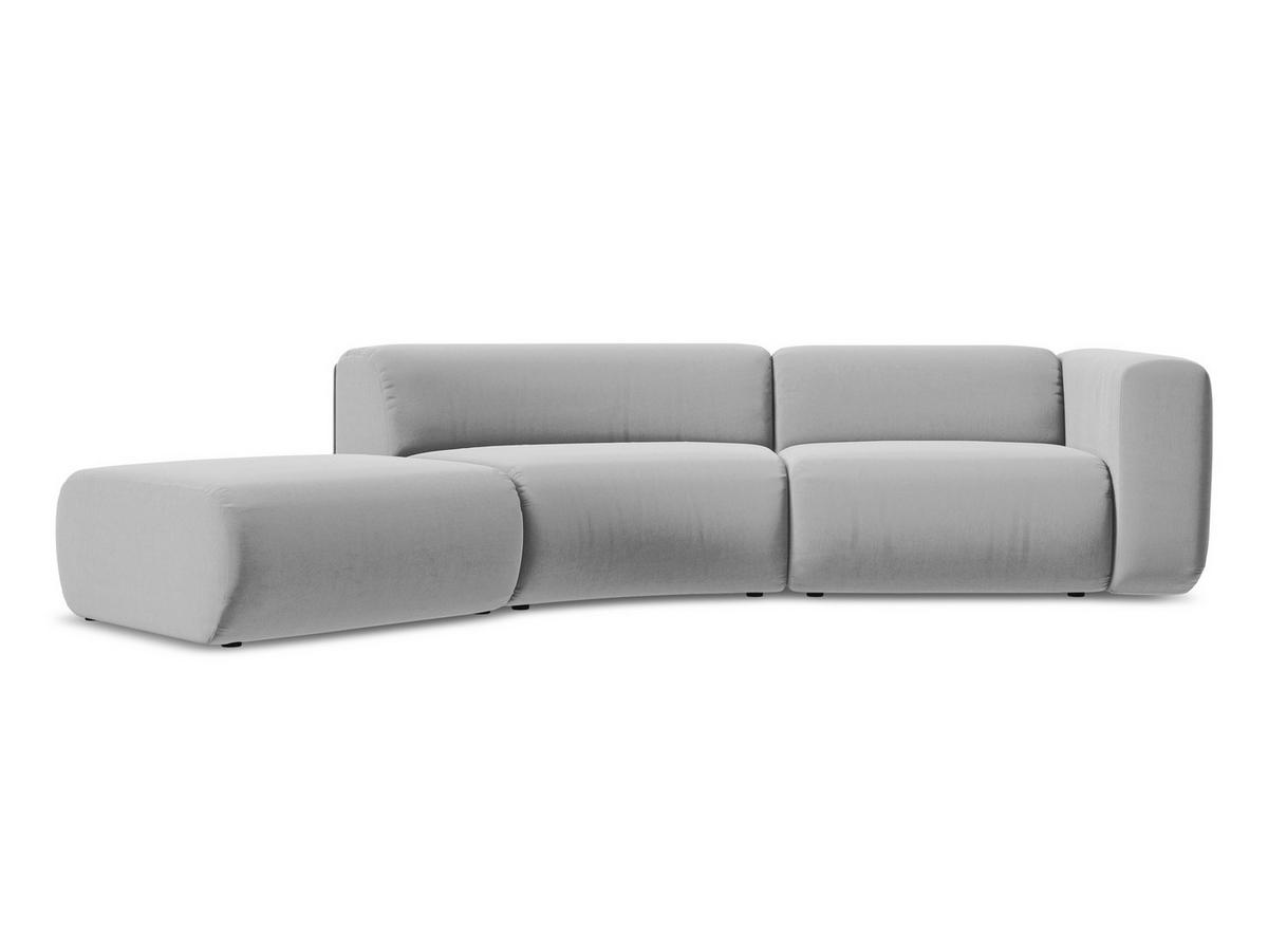 4-SITZER-SOFA Samt Stoff Grau - Schwarz/Grau, Kunststoff/Textil (335/70/166cm) - Makamii