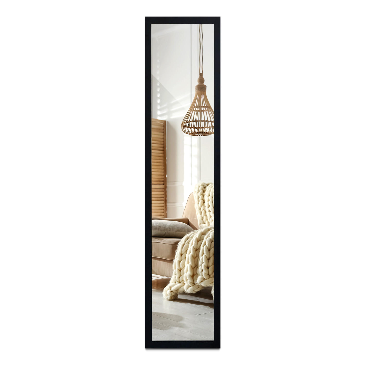 Wallfluent Standspiegel Schwarz 156x36x0.4 cm