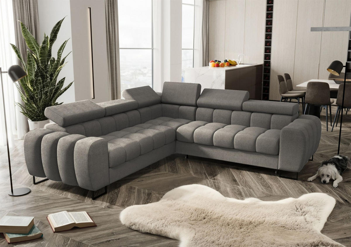 ECKSOFA Bastien Mit Schlaffunktion - Grau, Holzwerkstoff/Textil (260/260cm) - Fun Möbel