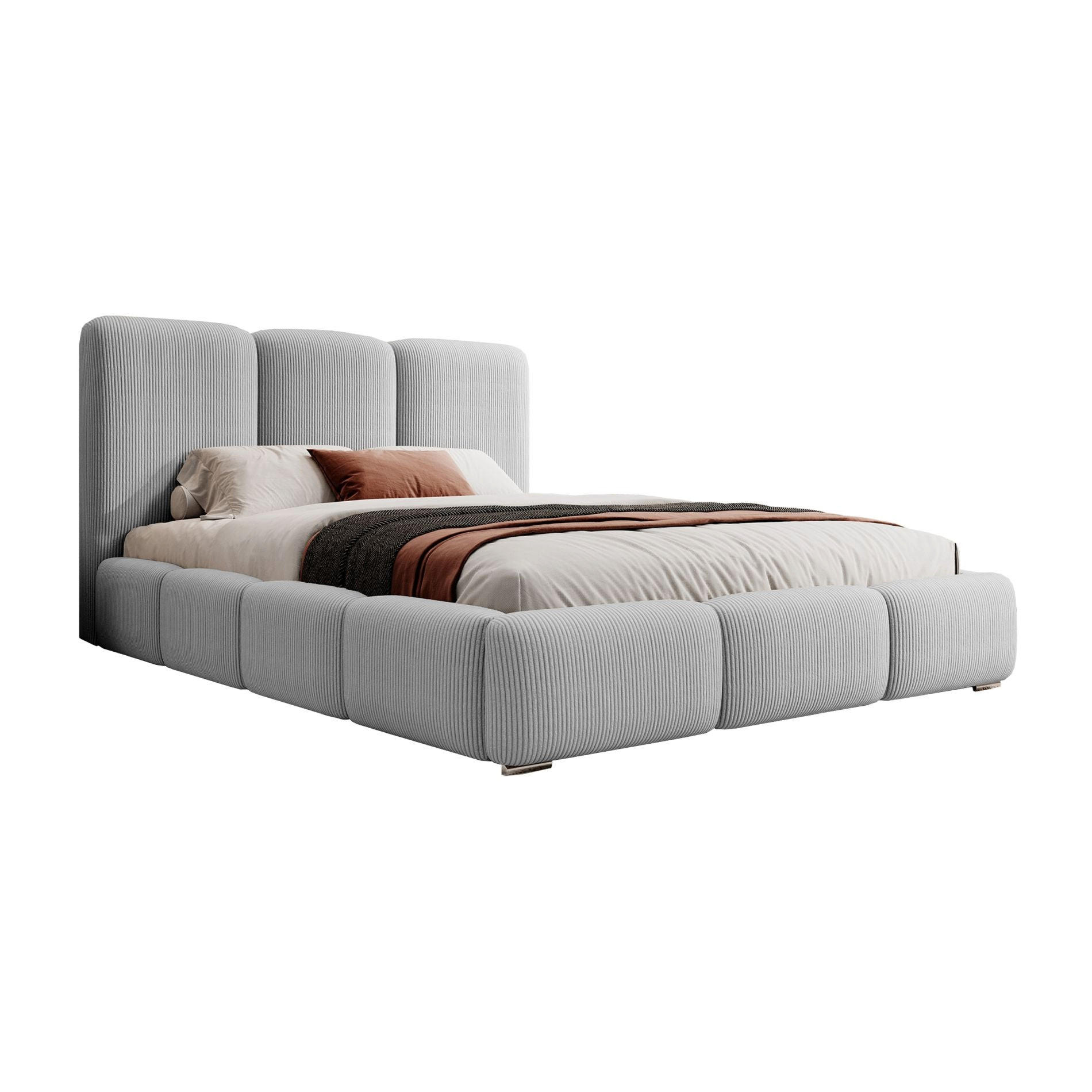 POLSTERBETT Bauro Hellgrau mit Cordbezug 140x200 cm - Silberfarben/Hellgrau, Textil (140/200cm) - Selsey
