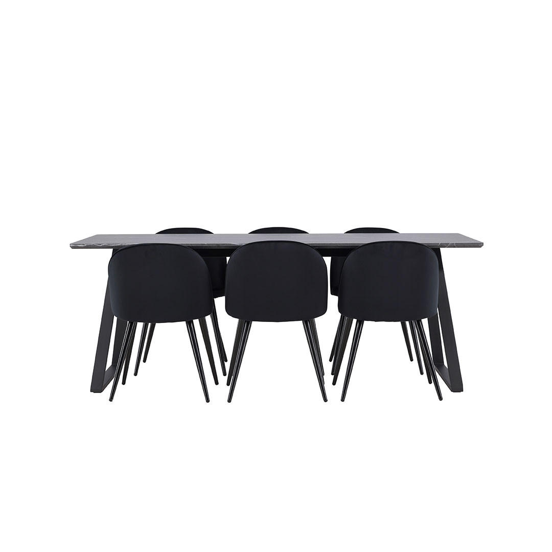 ebuy24 Tischgruppe Schwarz 200x75x90 cm