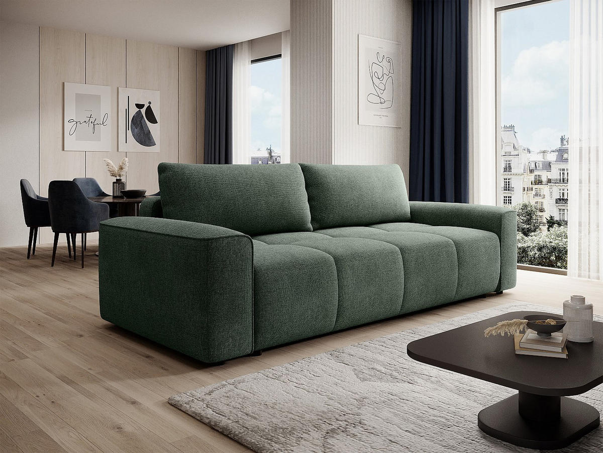 SCHLAFSOFA - 4 Personen - stoff - tannengrün Minturno - Waldgrün, Textil (250/87/107cm) - Vente-Unique