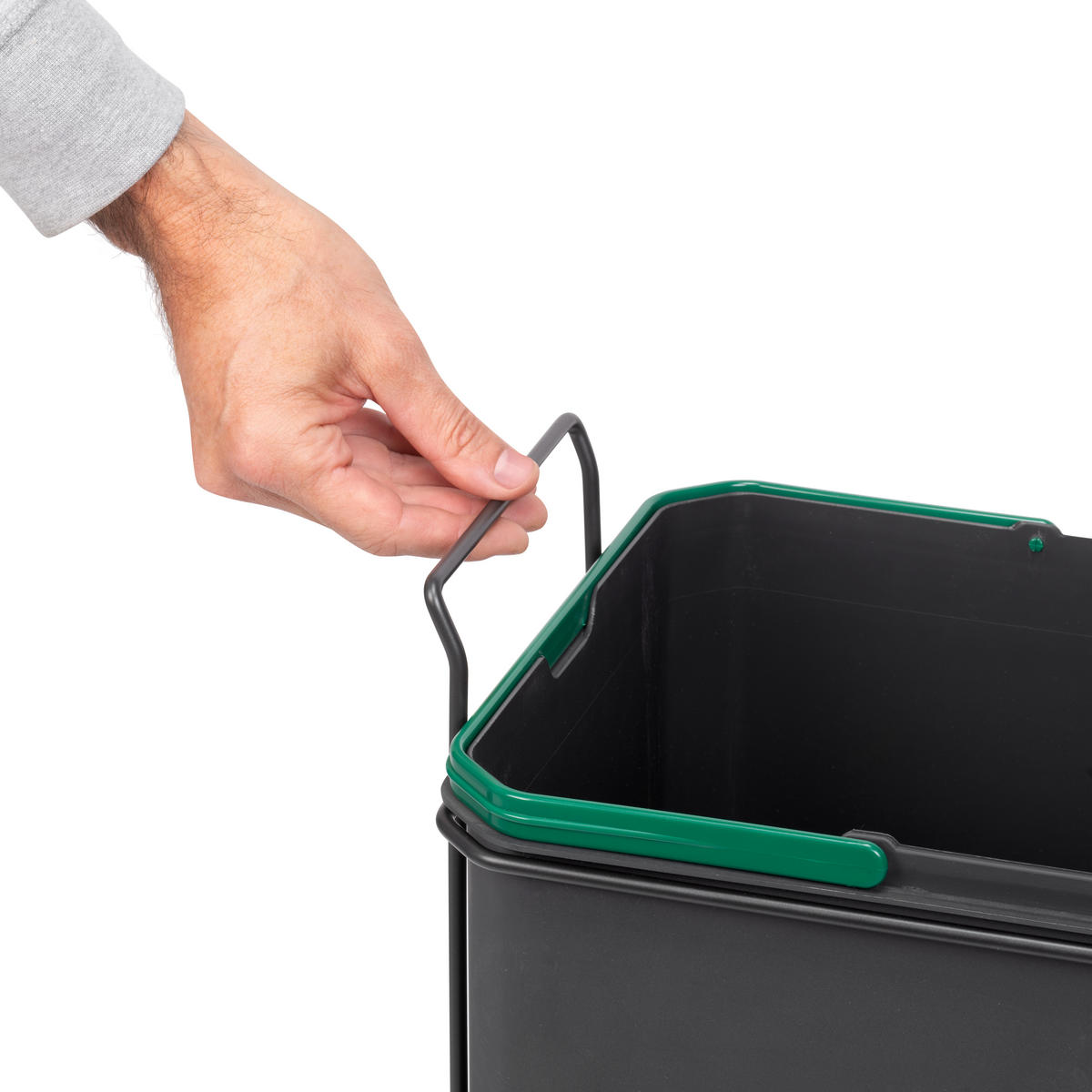 RECYCLINGBEHÄLTER für die Bodenmontage und manuellen Auszug in Küchenzeilen, 1x35 Liter, Kunststoff, anthrazitgrau - Anthrazit, Metall (50/36/52cm) - EMUCA
