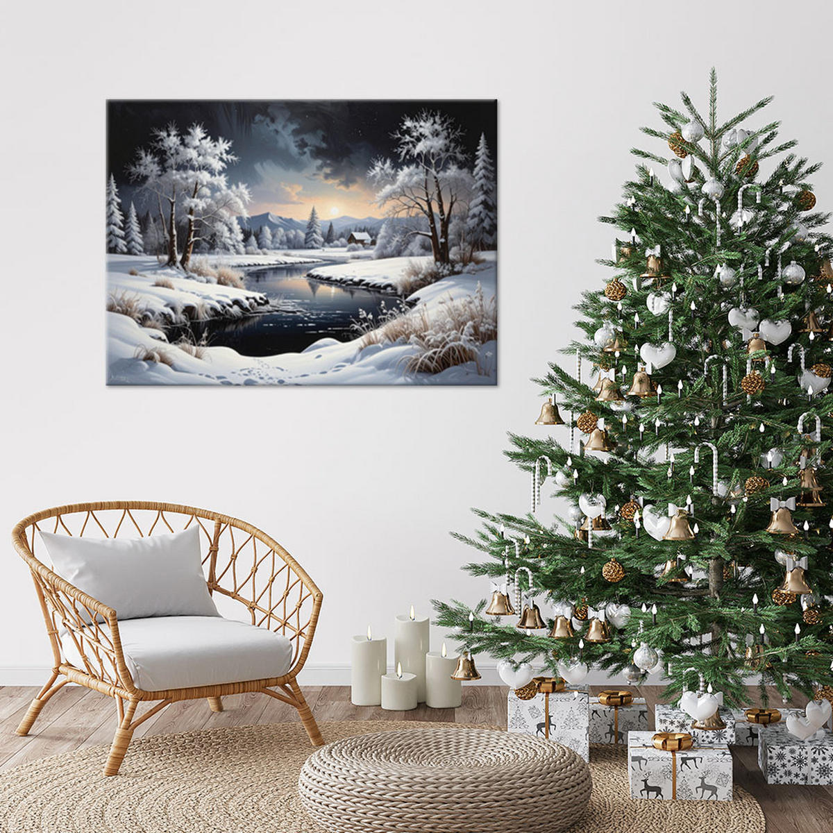 LEINWANDBILD Weihnachten 120x80cm - Schwarz, Textil (120/80cm) - Feeby